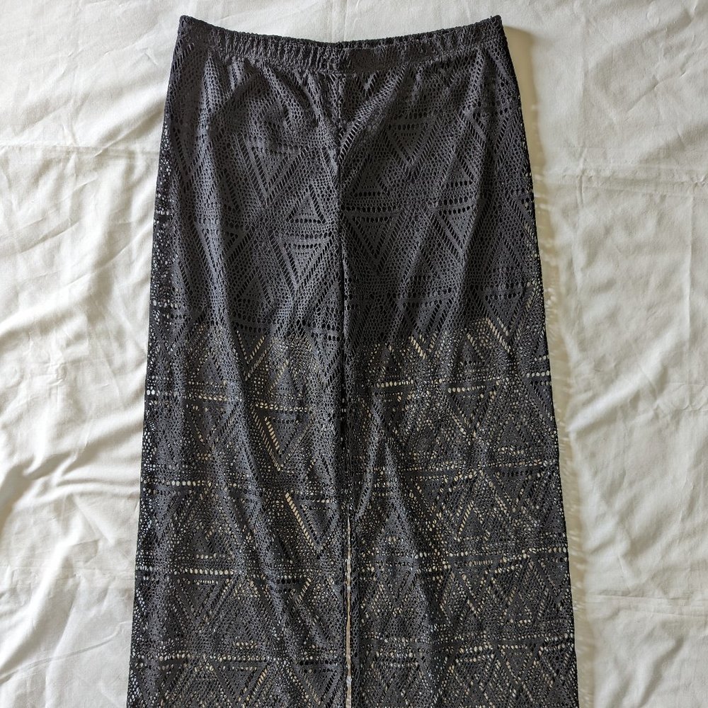 Superline Lasercut Knit Beach Coverup Wide Leg Pants XL